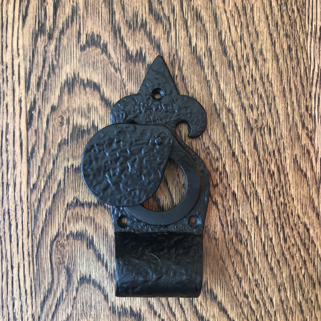 Black Cast Iron Fleur De Lys Detail Yale Lock Cover