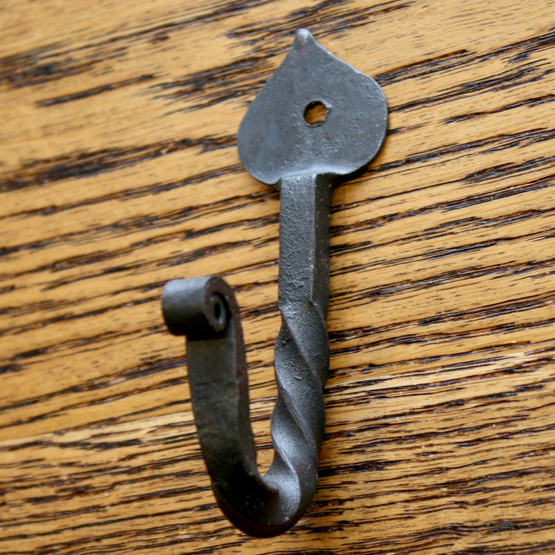 Black Wax Finish Hand Forged Iron Twisted Hook 